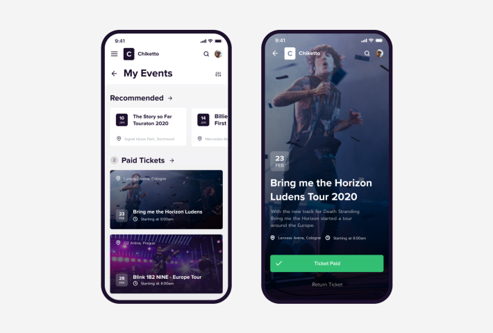 Chiketto – Ticketportal | iOS Device Concept